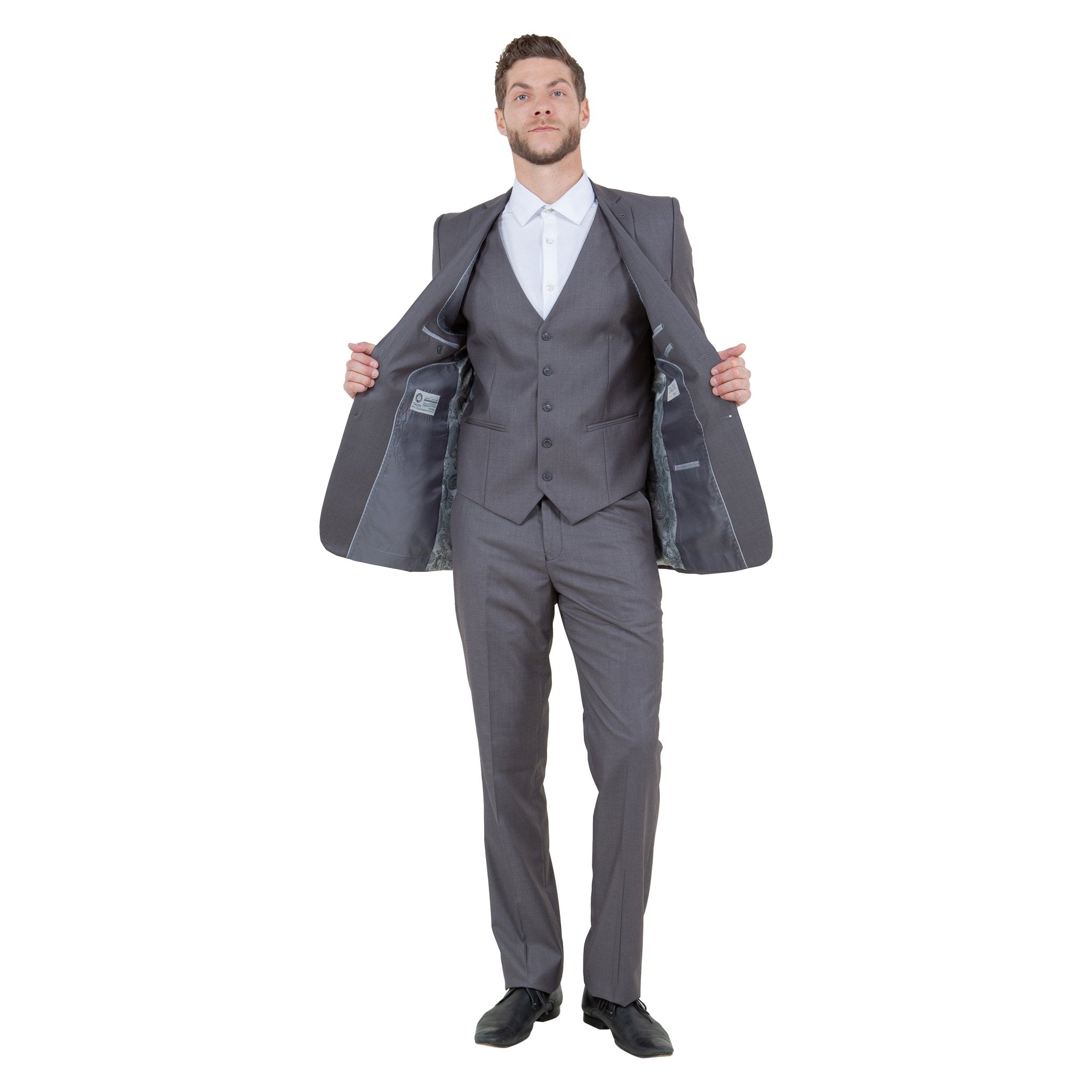 Men's Slim - Fit 3pc Suit, Notch Lapel - Bundle Bus