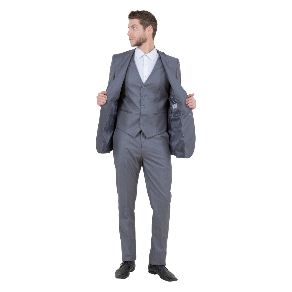Men's Slim - Fit 3pc Suit, Notch Lapel - Bundle Bus