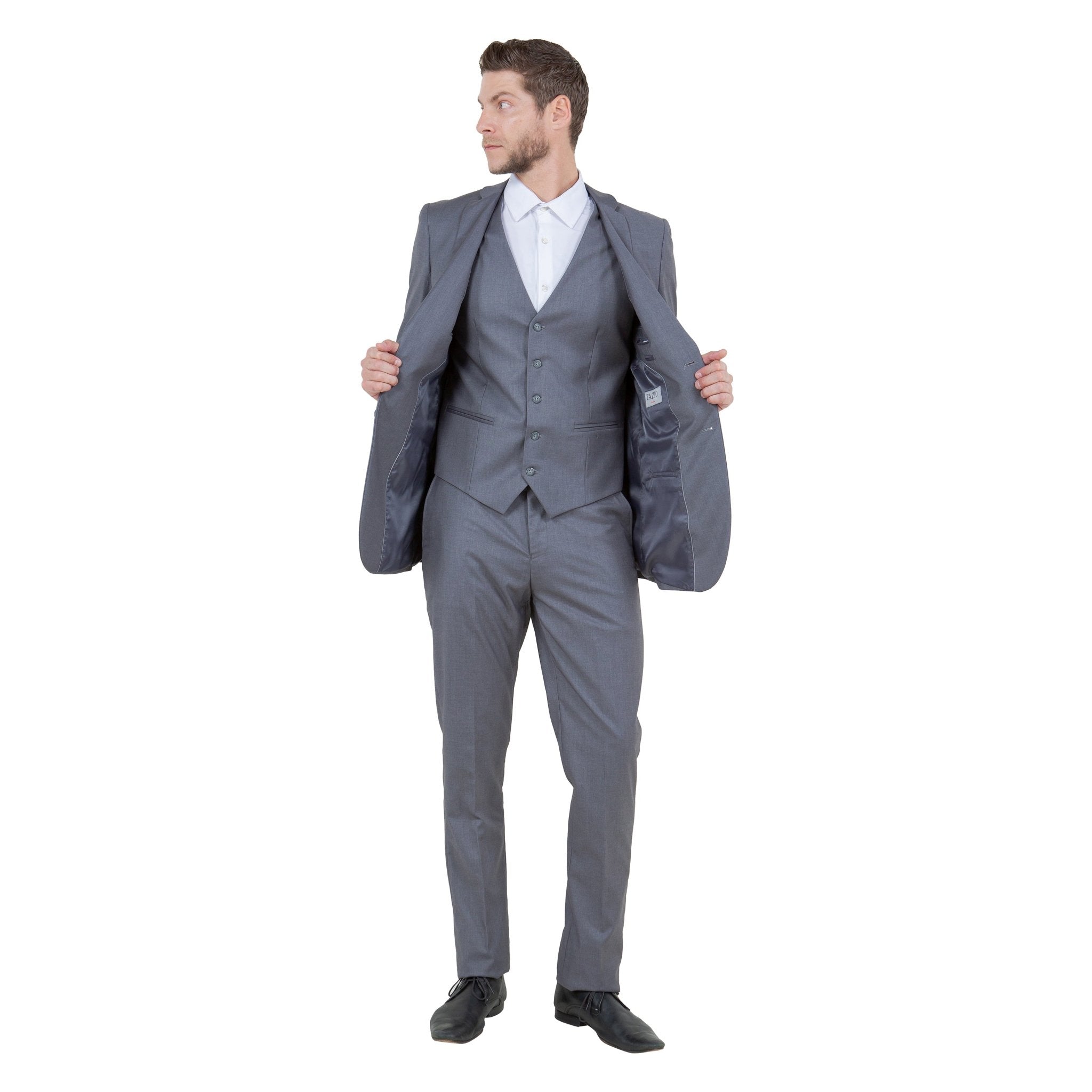 Men's Slim - Fit 3pc Suit, Notch Lapel - Bundle Bus