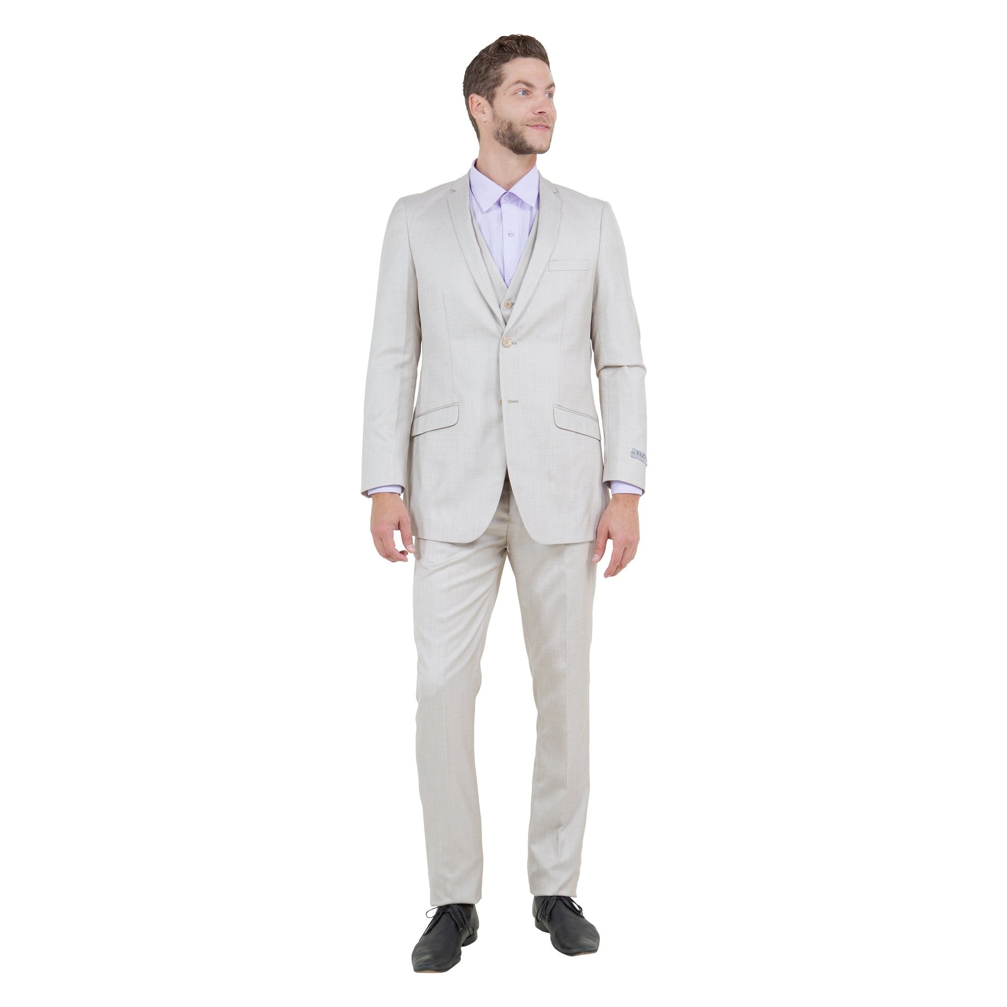 Men's Slim - Fit 3pc Suit, Notch Lapel - Bundle Bus