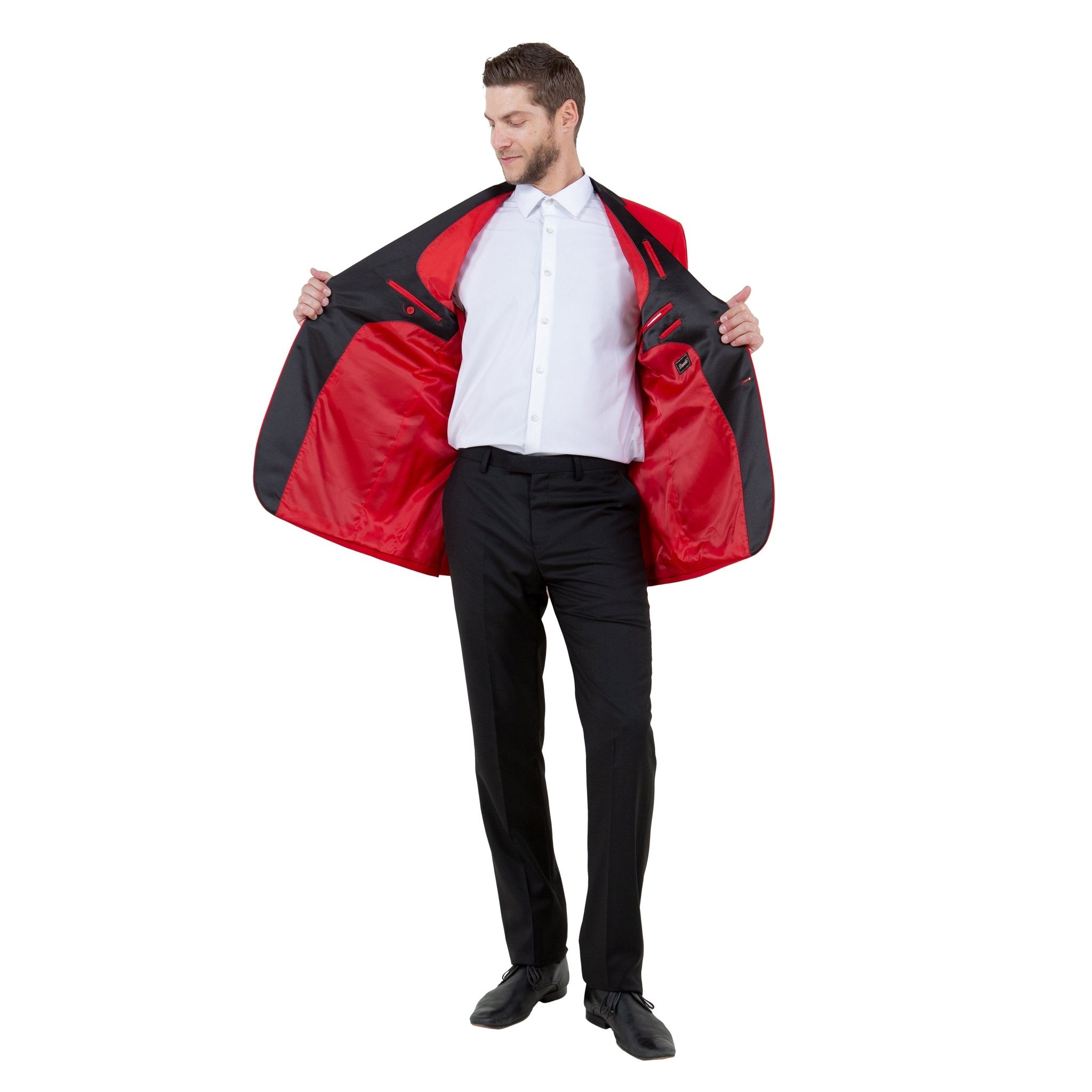 Men's Slim - Fit Tuxedo Sport Coat w/ Satin Notch Lapel - Bundle Bus
