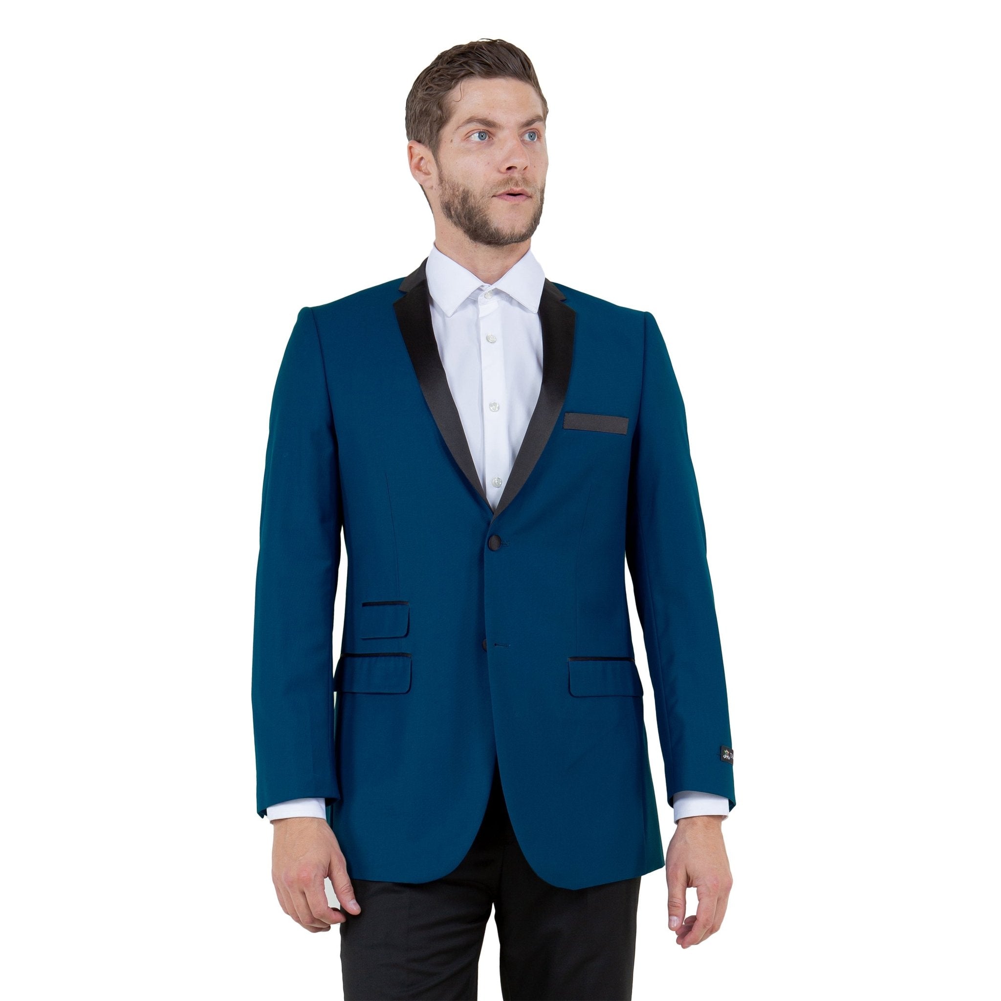Men's Slim - Fit Tuxedo Sport Coat w/ Satin Notch Lapel - Bundle Bus