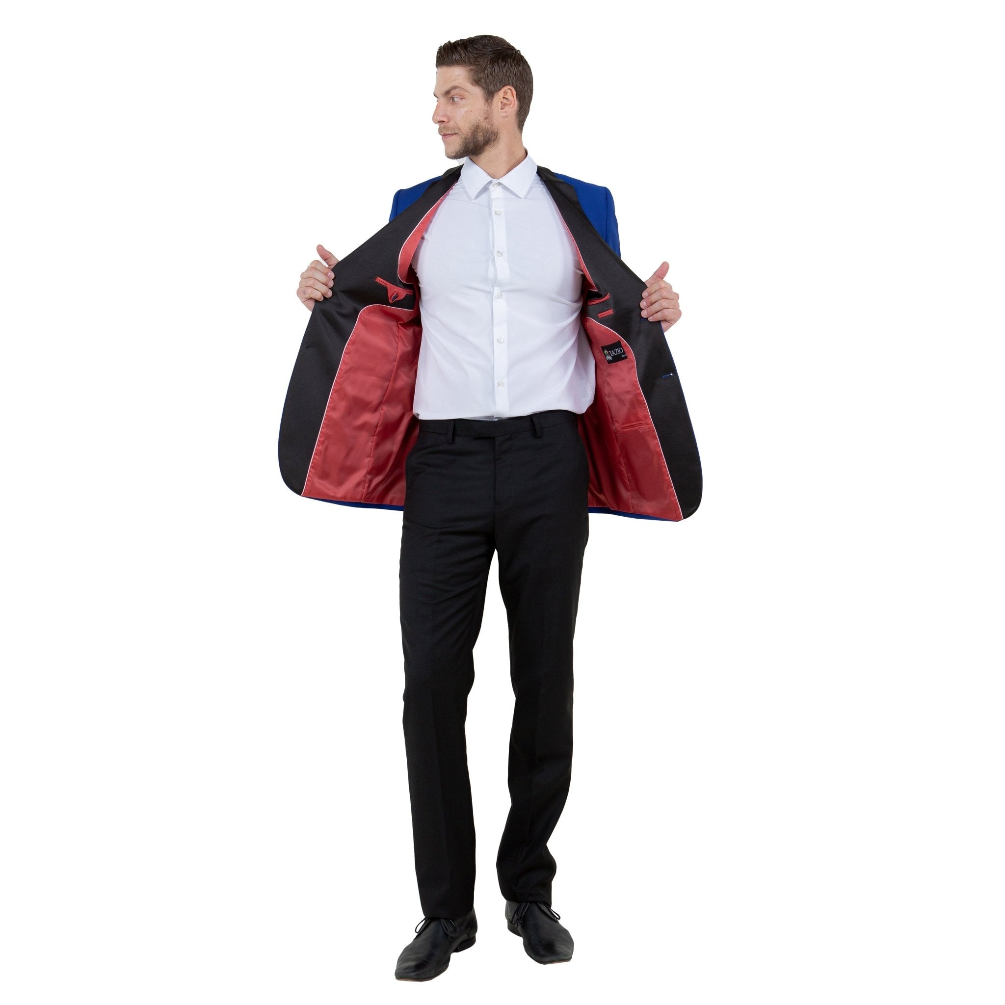Men's Slim - Fit Tuxedo Sport Coat w/ Satin Notch Lapel - Bundle Bus