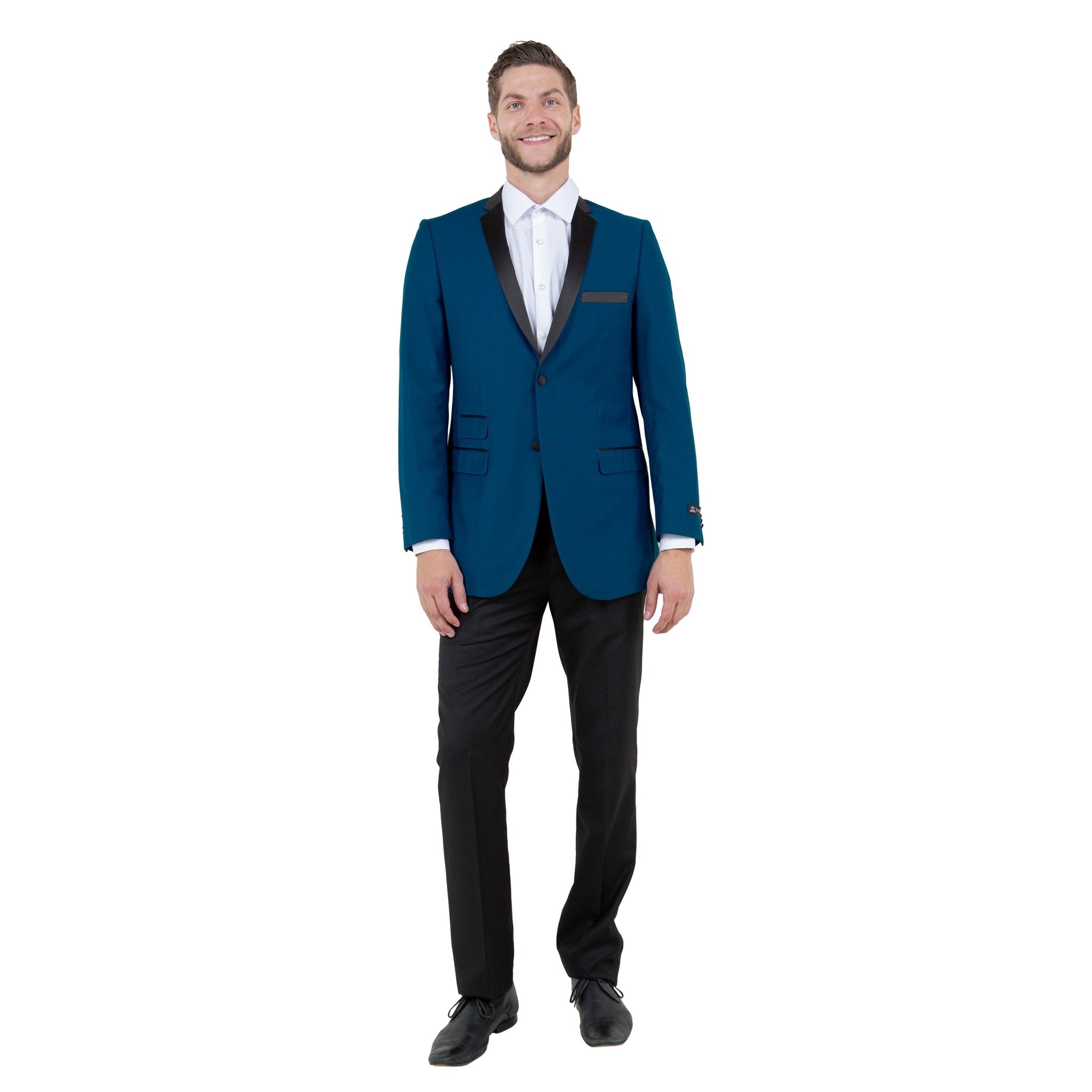 Men's Slim - Fit Tuxedo Sport Coat w/ Satin Notch Lapel - Bundle Bus