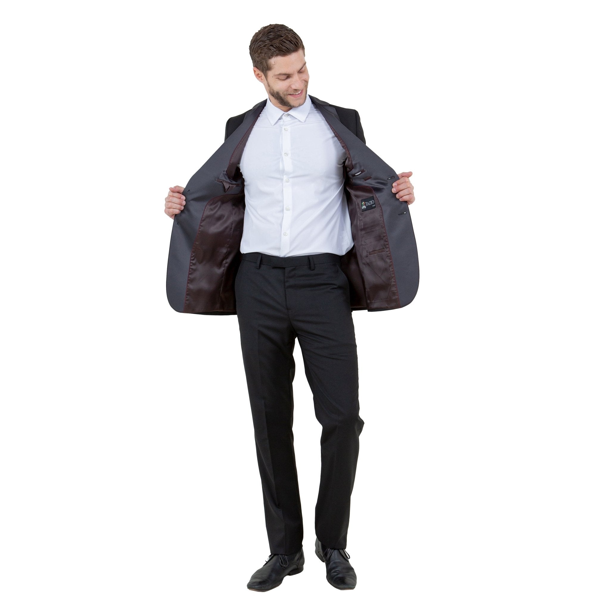 Men's Slim - Fit Tuxedo Sport Coat w/ Satin Notch Lapel - Bundle Bus