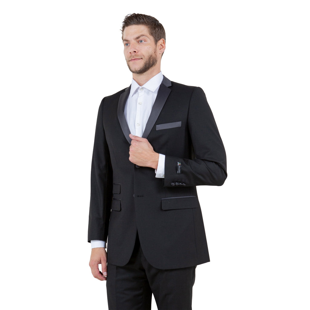 Men's Slim - Fit Tuxedo Sport Coat w/ Satin Notch Lapel - Bundle Bus