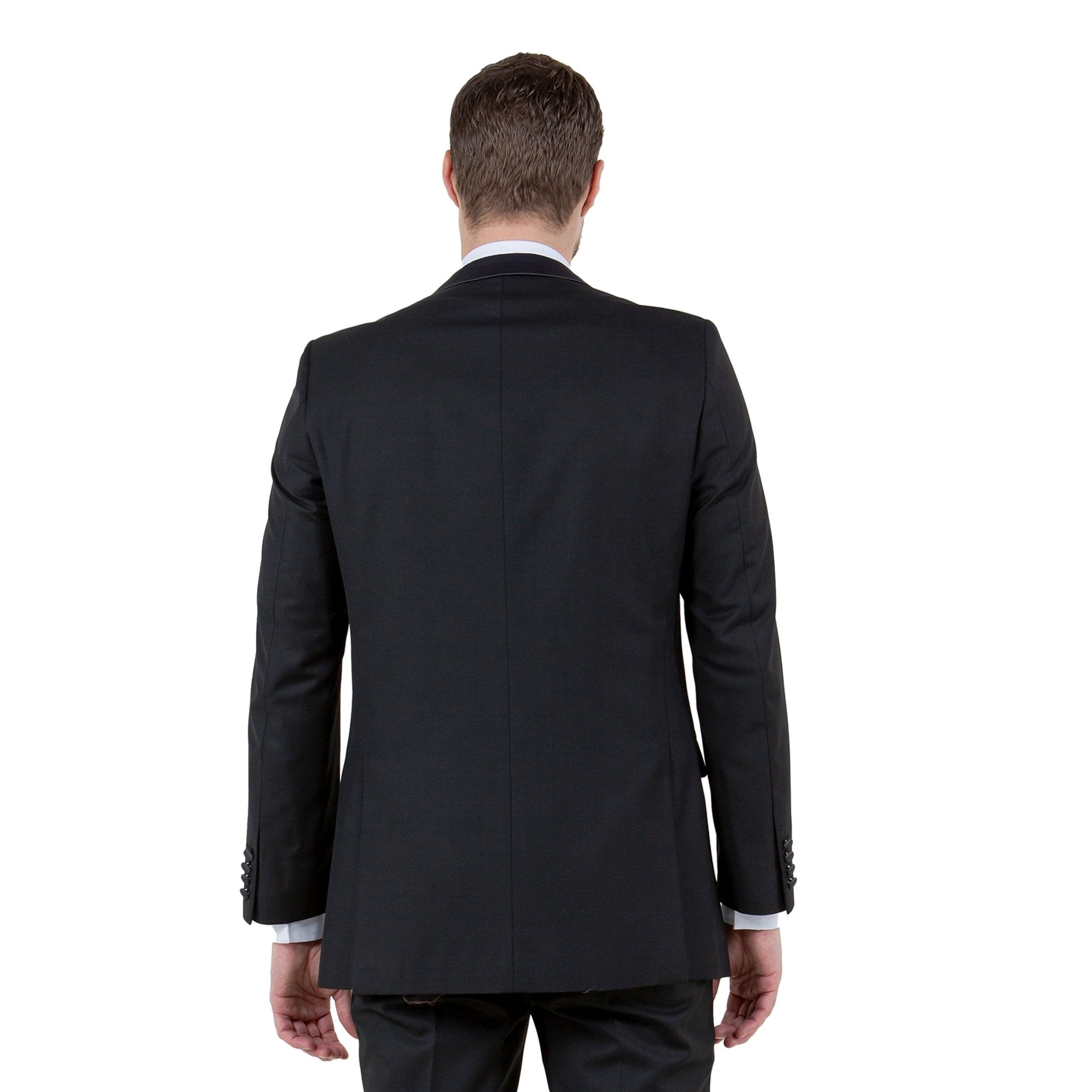 Men's Slim - Fit Tuxedo Sport Coat w/ Satin Notch Lapel - Bundle Bus