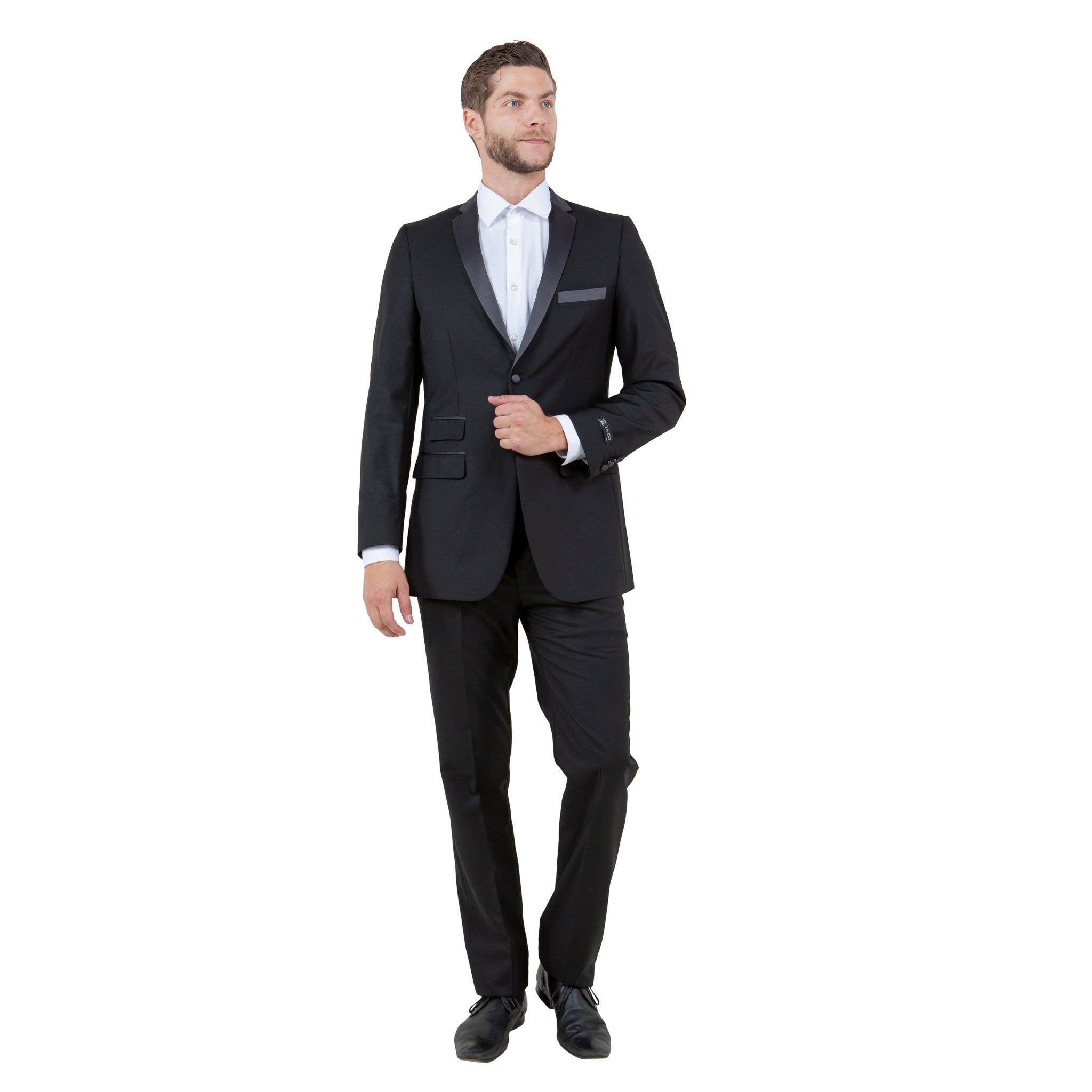 Men's Slim - Fit Tuxedo Sport Coat w/ Satin Notch Lapel - Bundle Bus