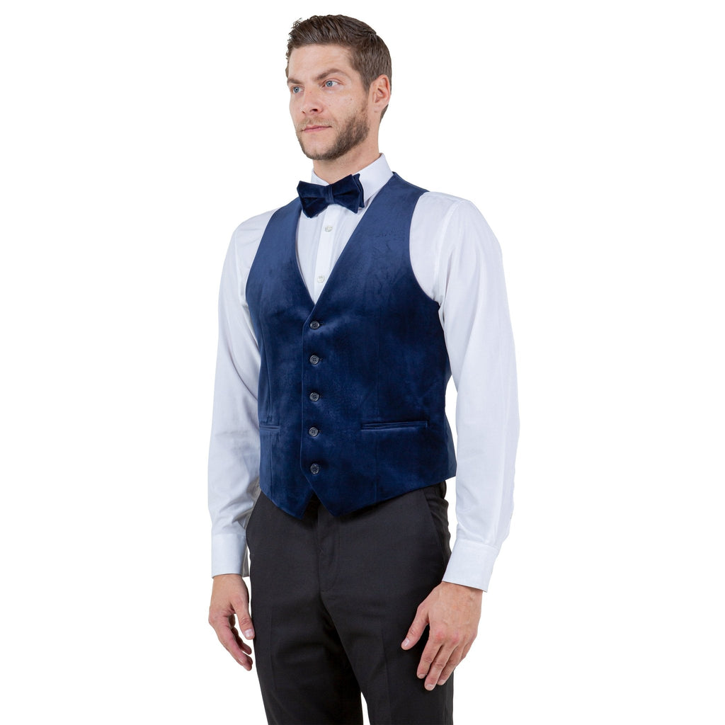 Men's Slim - fit Velvet Suits Separates, Vest And Bowtie - Bundle Bus