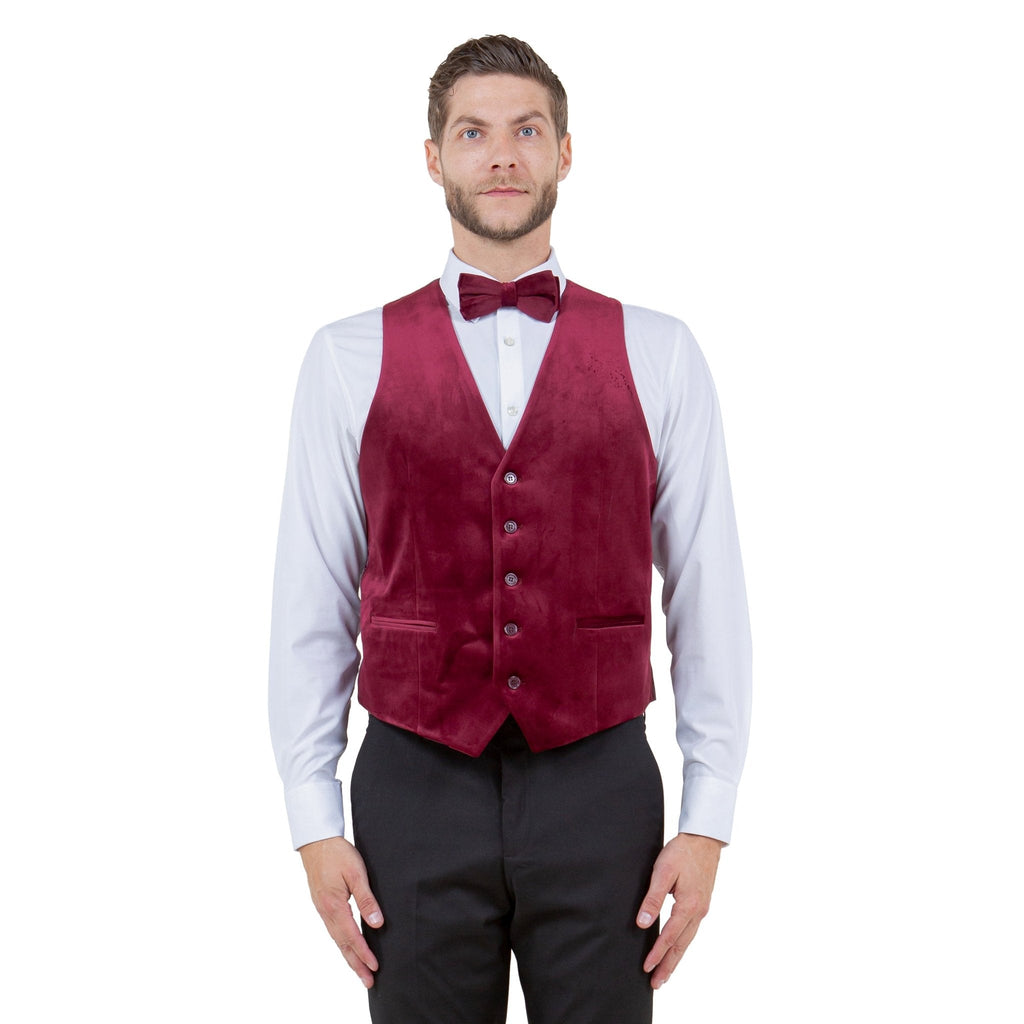 Men's Slim - fit Velvet Suits Separates, Vest And Bowtie - Bundle Bus