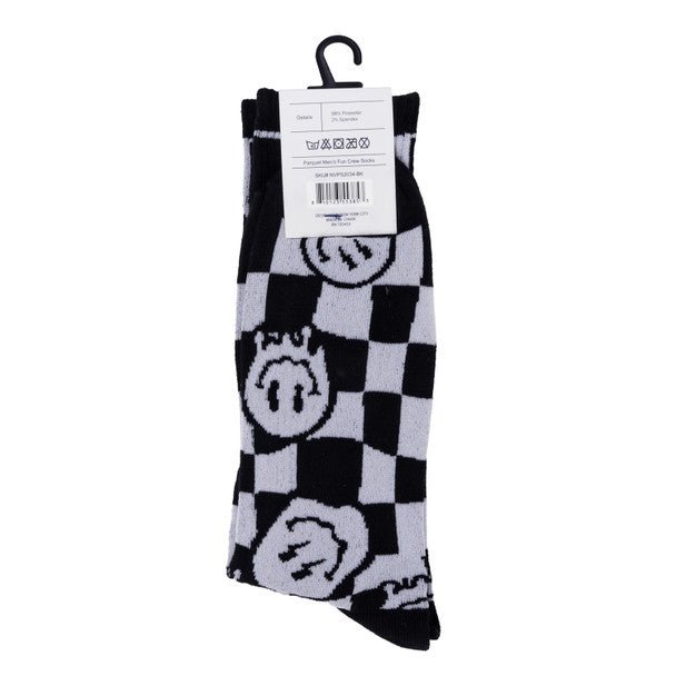 Men's Smiley Checkerboard Novelty Socks-NVPS2034 - Bundle Bus