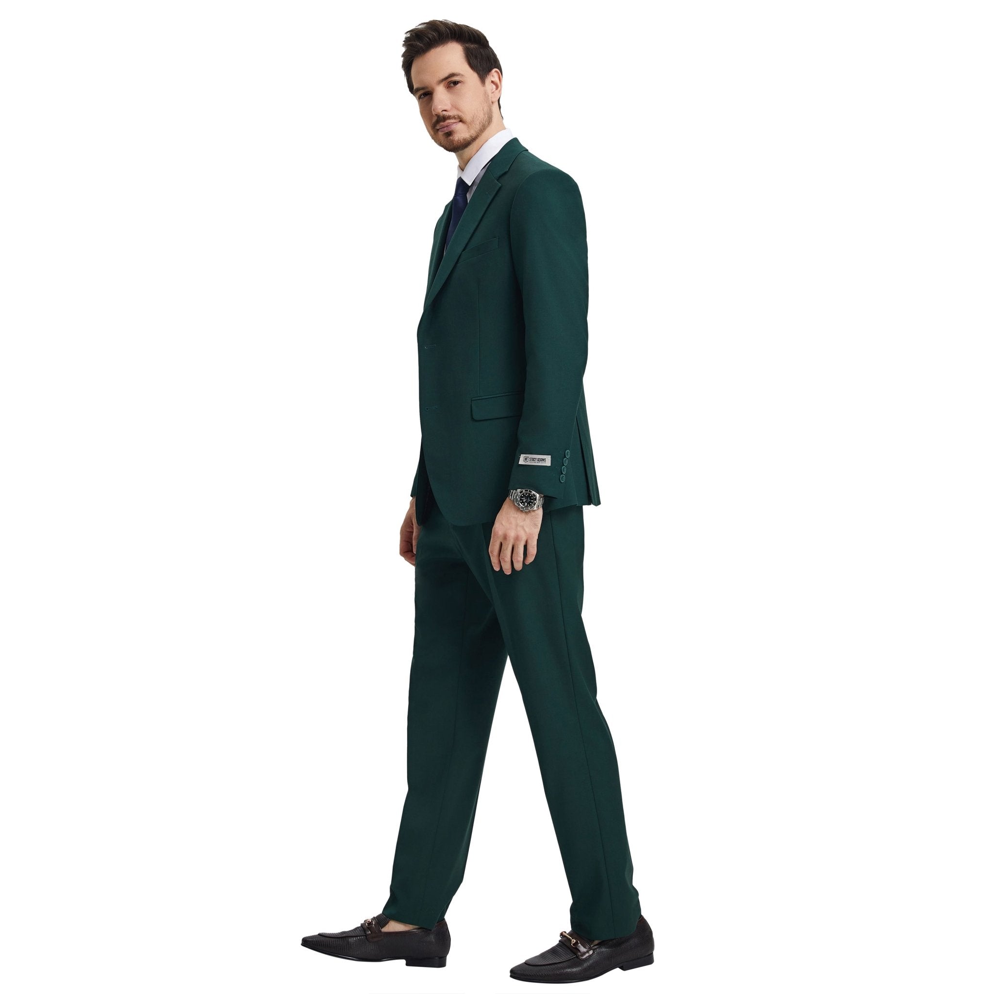 Men's Stacy Adams Hybrid - Fit 3pc Notch Lapel Suit Set, Jacket Vest and Pants - Bundle Bus