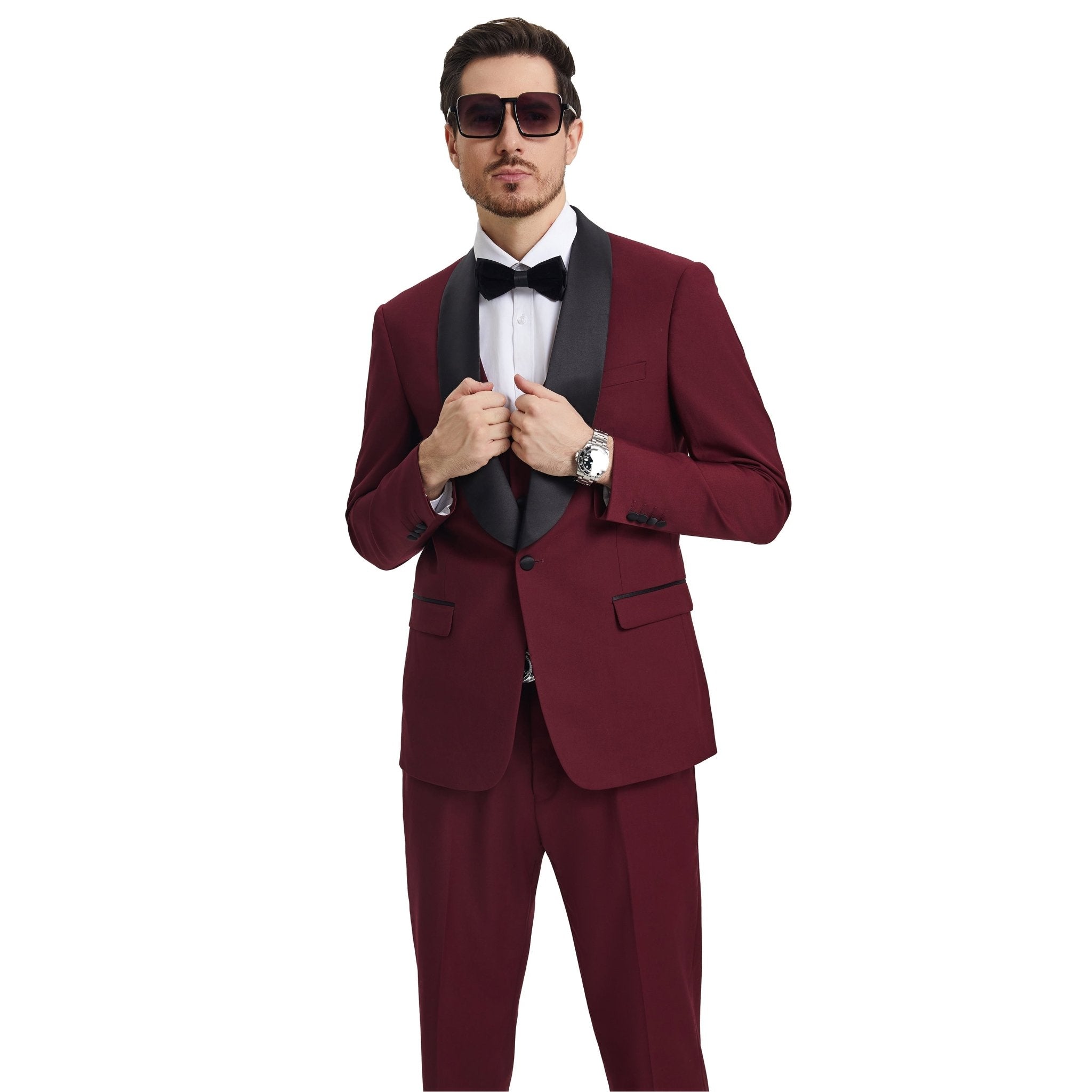 Men's Stacy Adams Hybrid - Fit 3pc Tuxedo Set - Bundle Bus