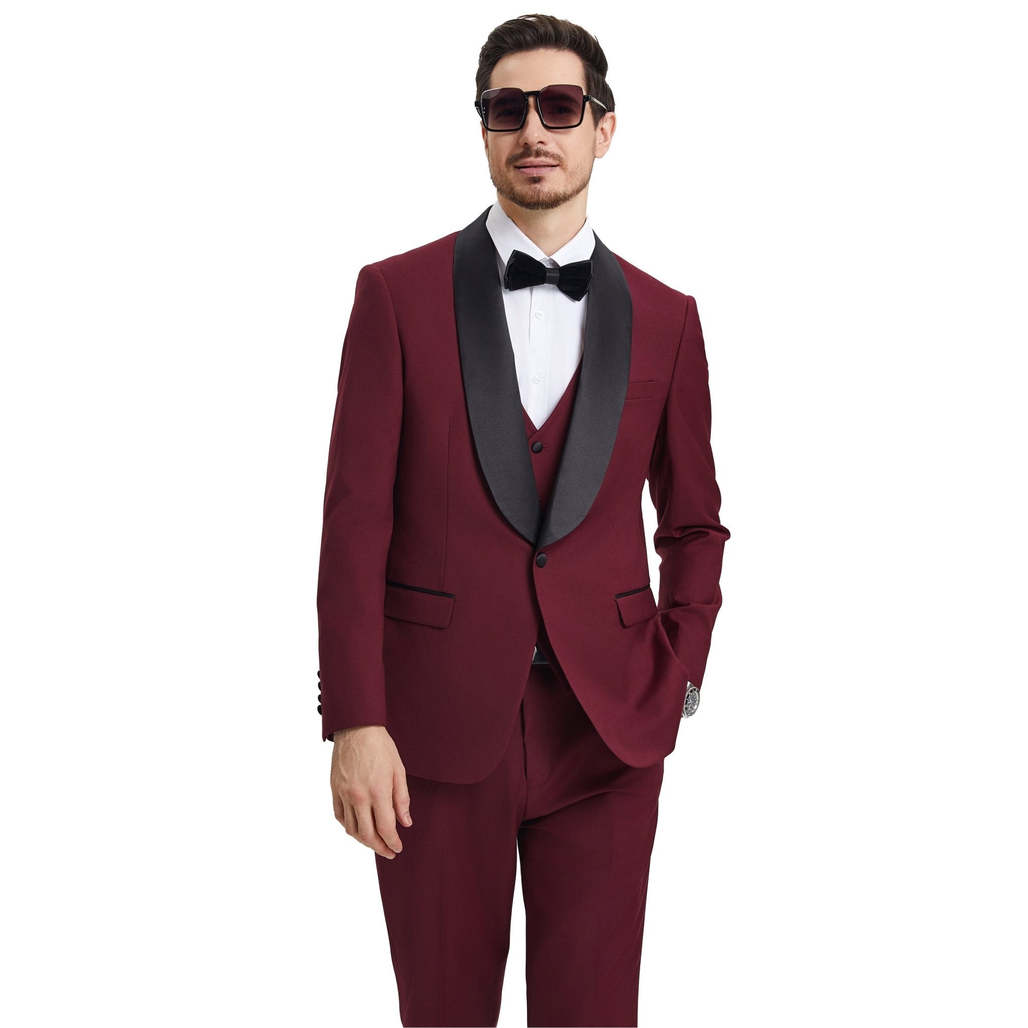 Men's Stacy Adams Hybrid - Fit 3pc Tuxedo Set - Bundle Bus