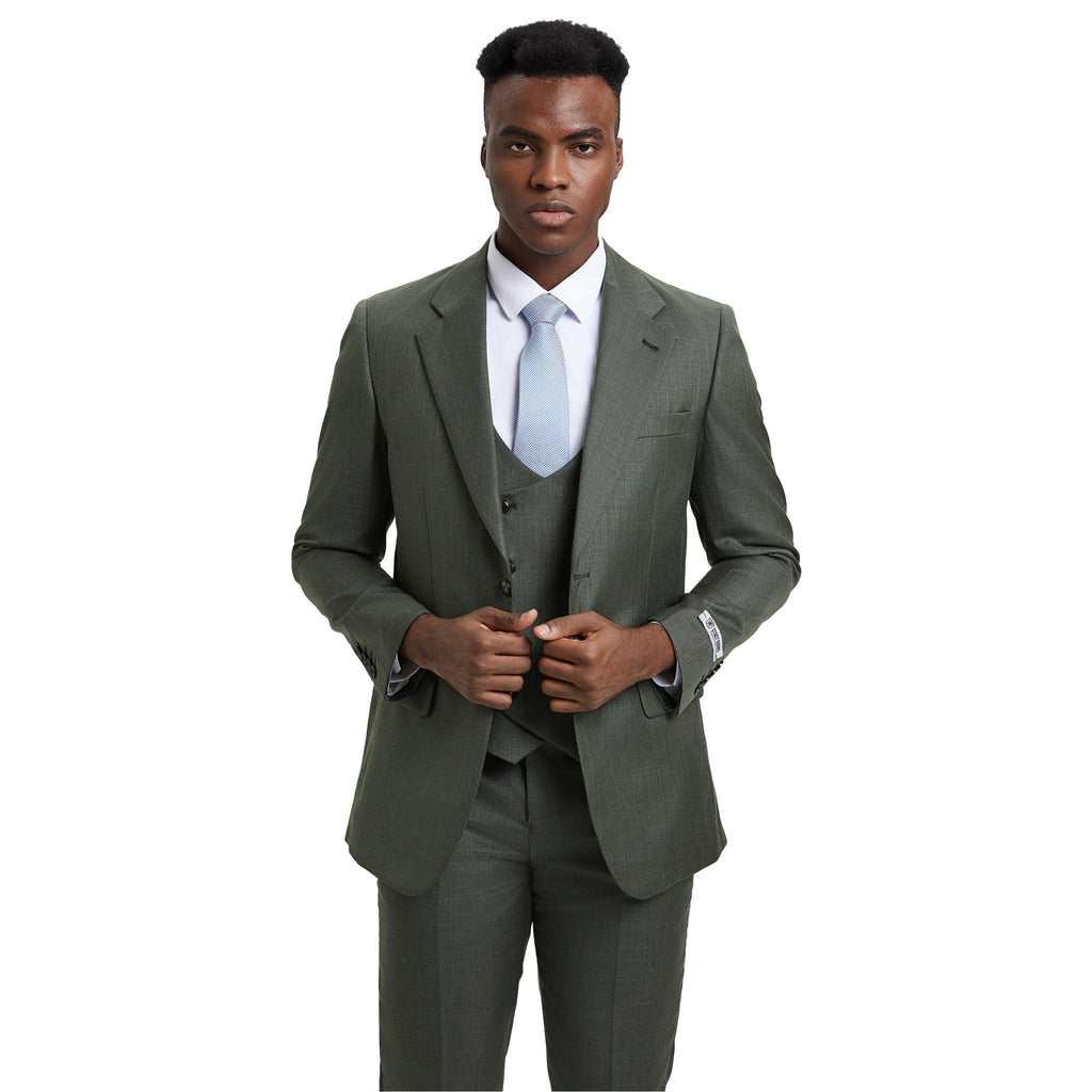 Men's Stacy Adams Sharkskin 3 - Piece Suit - Bundle Bus