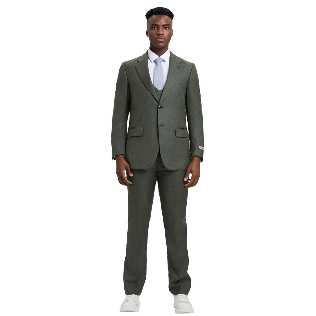 Men's Stacy Adams Sharkskin 3 - Piece Suit - Bundle Bus
