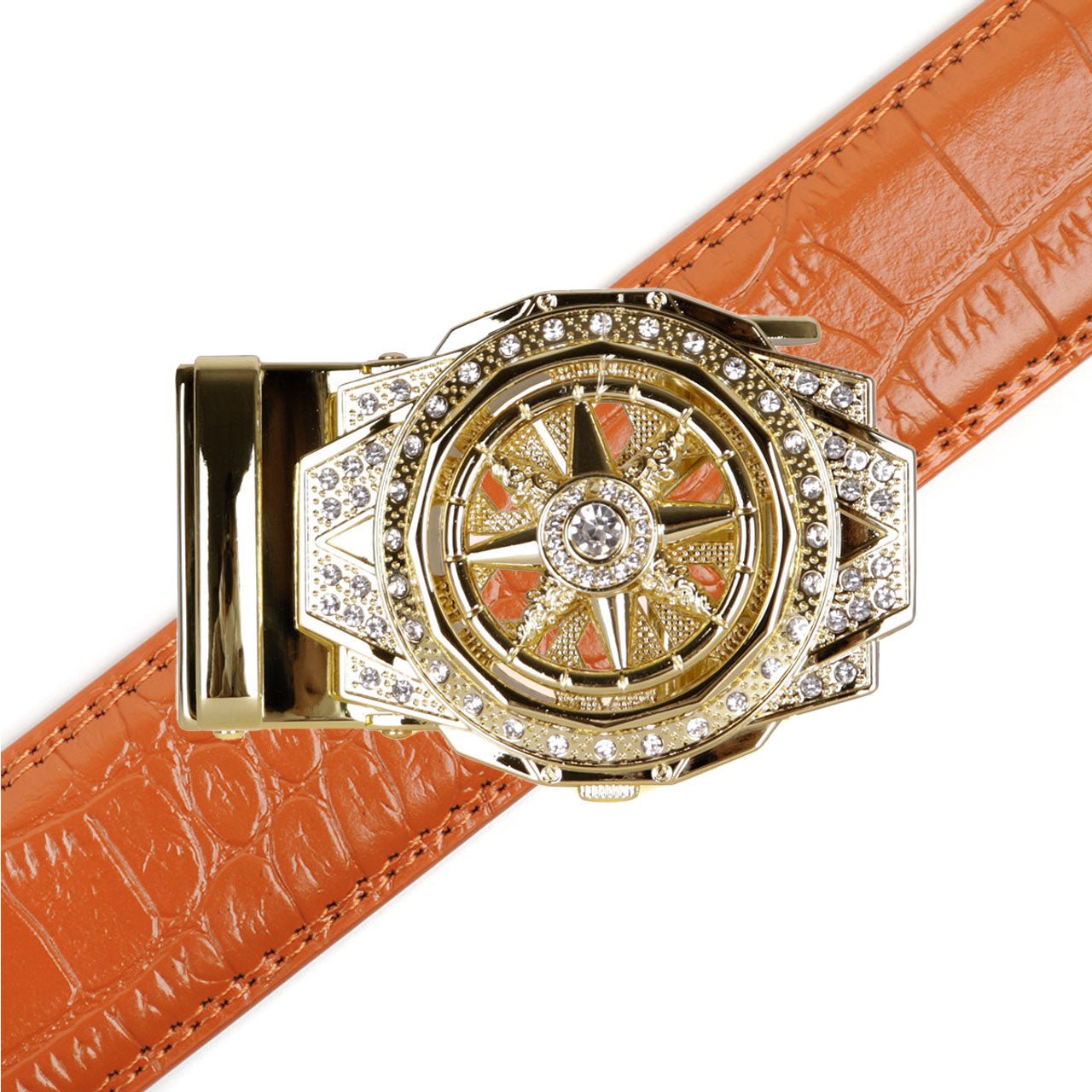 Men's Star Rotating Bling Ratchet Belt-MGLBB63-GD - Bundle Bus