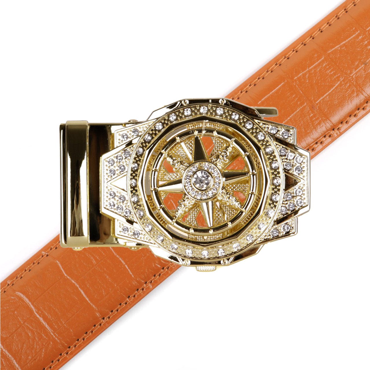 Men's Star Rotating Bling Ratchet Belt-MGLBB63-GD - Bundle Bus