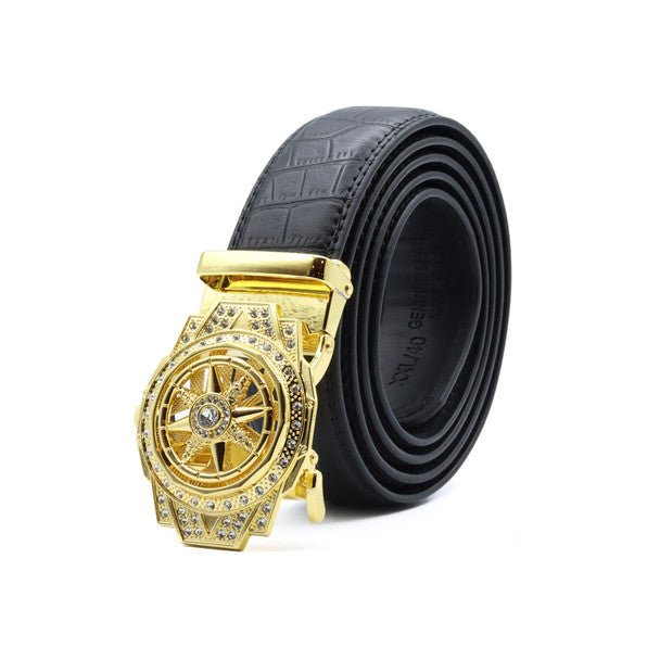 Men's Star Rotating Bling Ratchet Belt-MGLBB63-GD - Bundle Bus