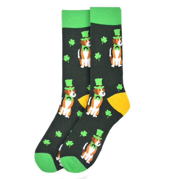 Men's St.Patrick's Day Dog Novelty Socks - NVS19568-GRN - Bundle Bus