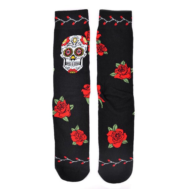 Men's Sugar Skull Novelty Socks - NVS19569-BK - Bundle Bus