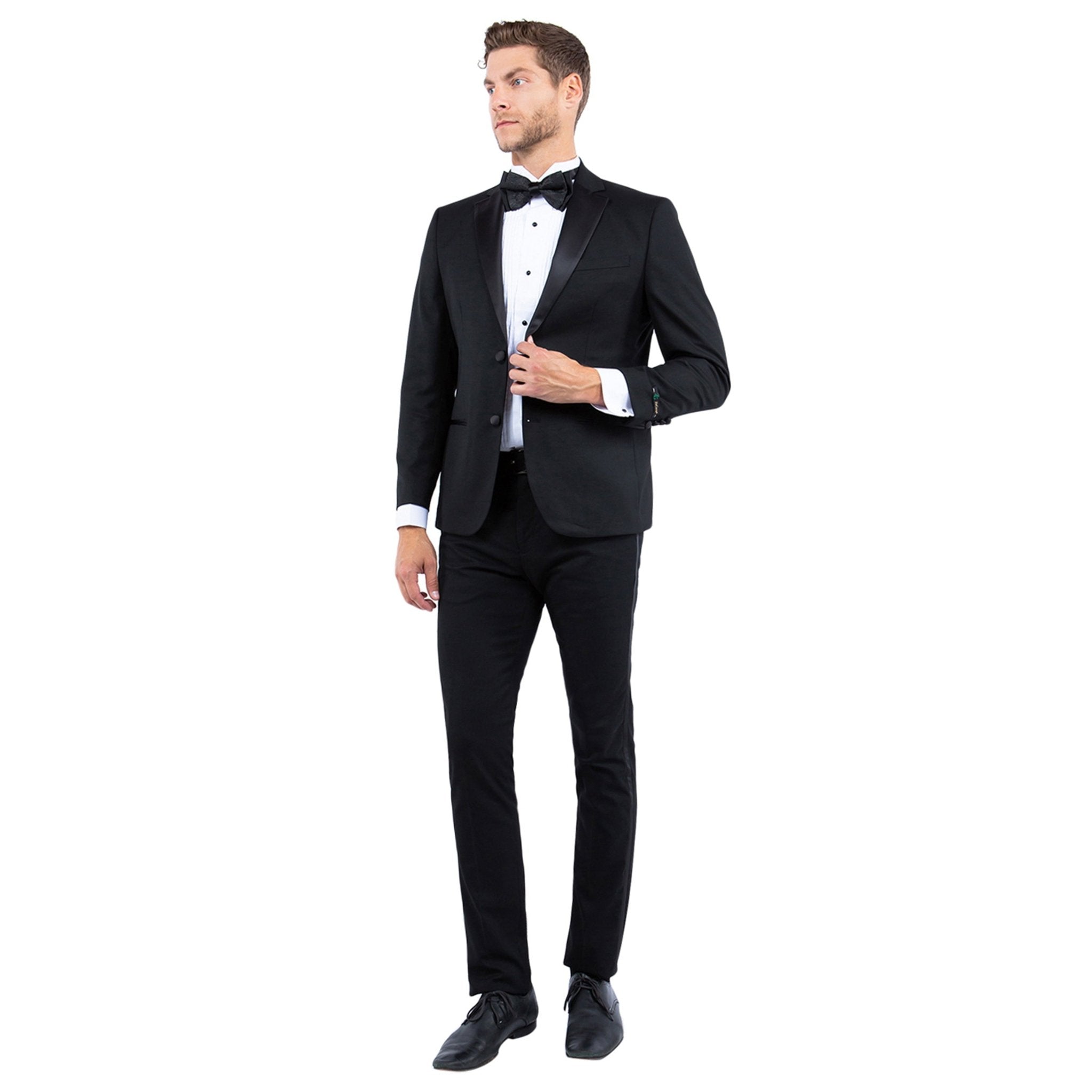 Men's Tailored - Fit Suits Separates Tuxedo Jacket w/ Notch Lapel - Bundle Bus