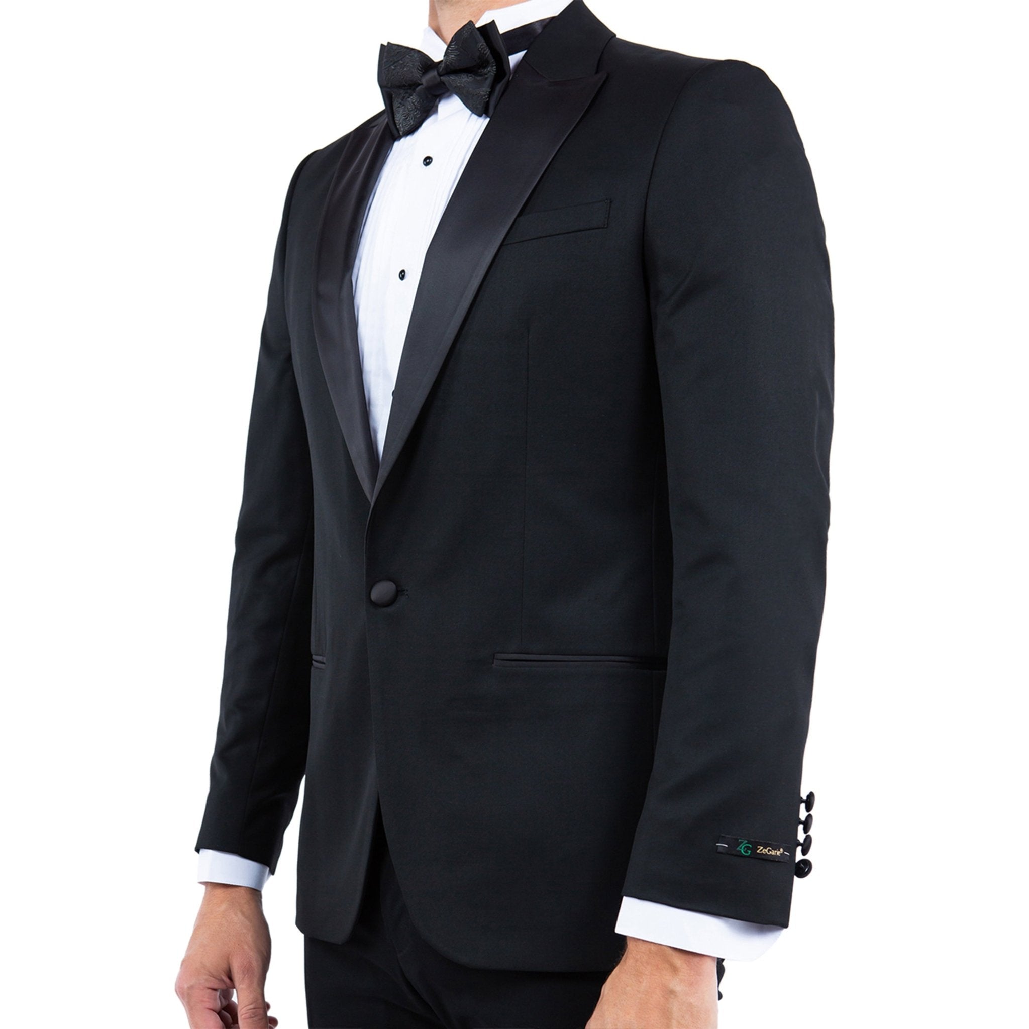 Men's Tailored - Fit Suits Separates Tuxedo Jacket w/ Peak Lapel - Bundle Bus