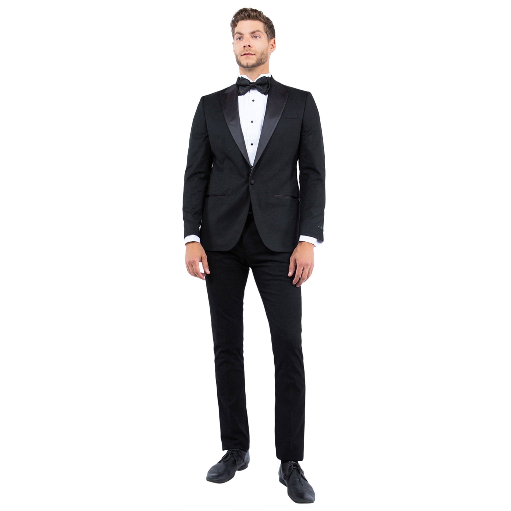 Men's Tailored - Fit Suits Separates Tuxedo Jacket w/ Peak Lapel - Bundle Bus