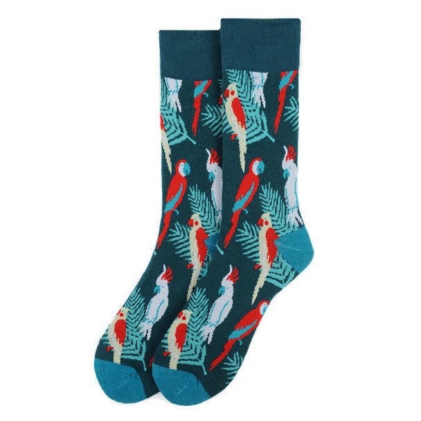 Men's Tropical Birds Novelty Socks - NVS19584 - Bundle Bus