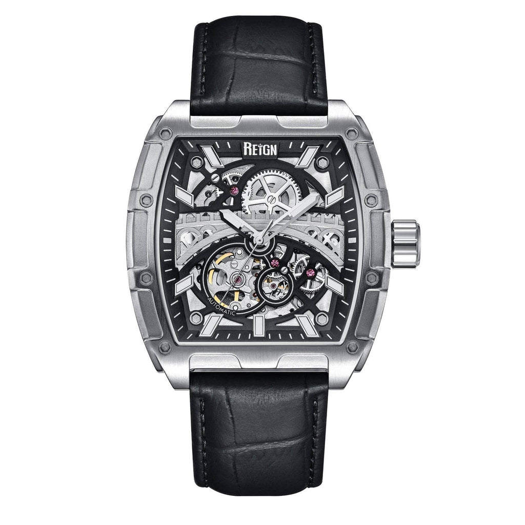 Reign Olympia Automatic Semi - Skeleton Leather - Band Watch - Bundle Bus