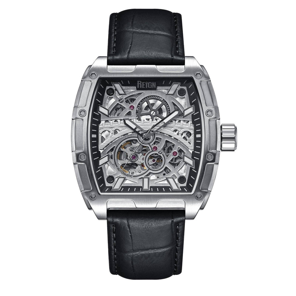 Reign Olympia Automatic Semi - Skeleton Leather - Band Watch - Bundle Bus