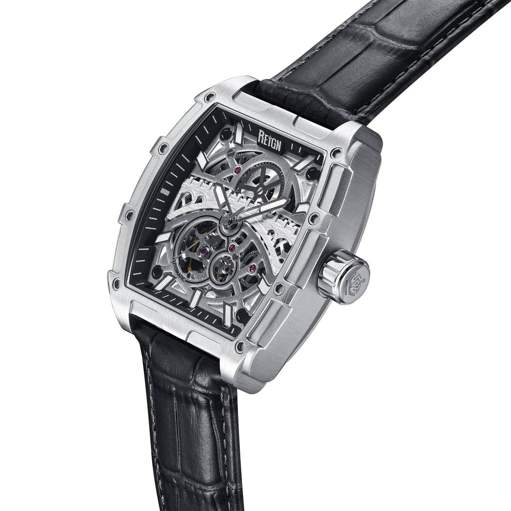 Reign Olympia Automatic Semi - Skeleton Leather - Band Watch - Bundle Bus